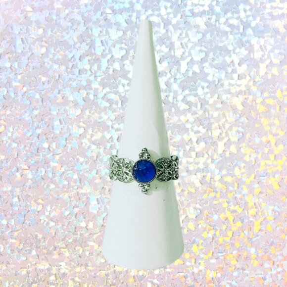 BP Genuine Lapis Quartz Ring - Rhodium Plating (Size 7) - Picture 2 of 7